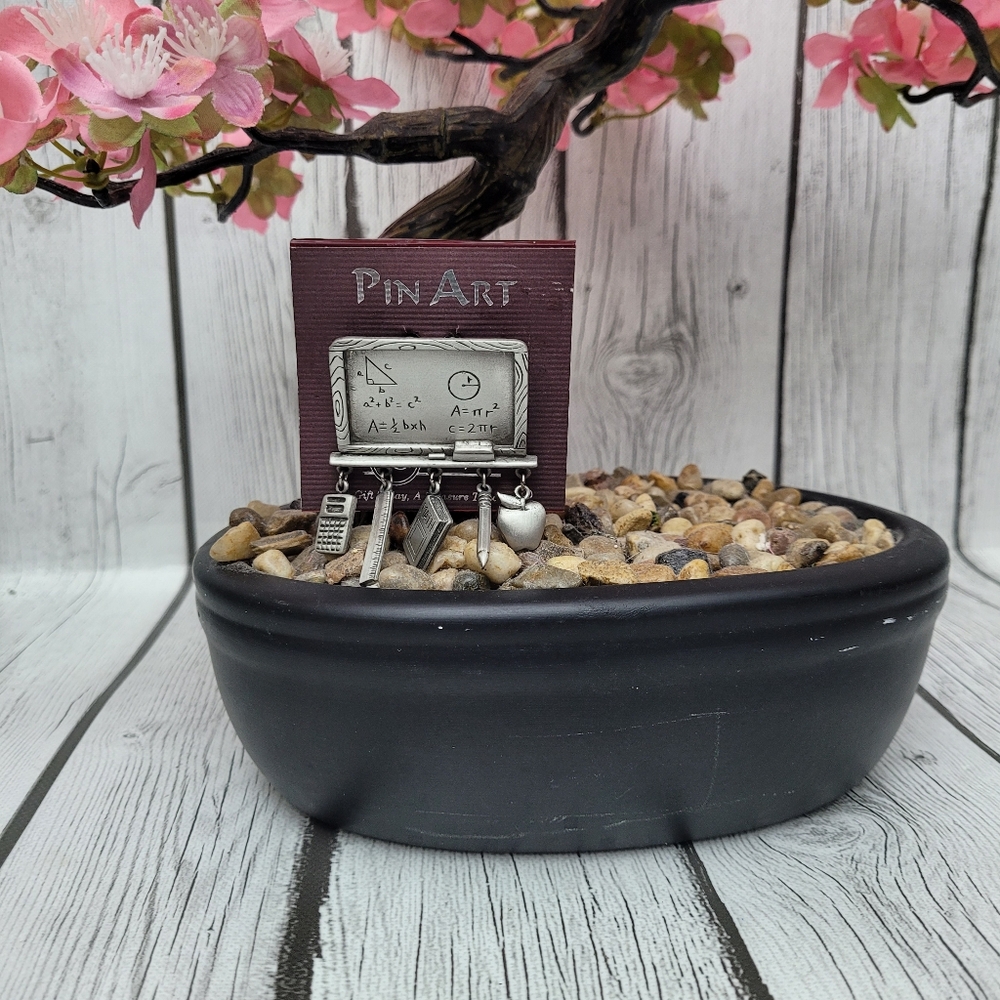 Silver Math Themed Charm Brooch